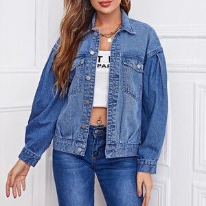 SHEIN Oversized Classic Denim Trucker Jacket